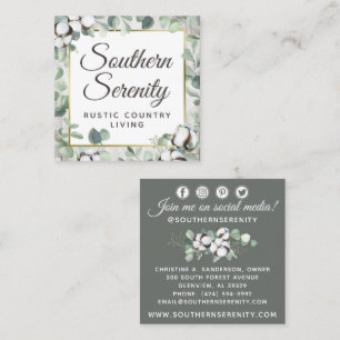 Rustic Southern Cotton & Botanical Social Media Square Business Card
