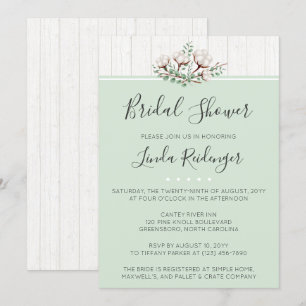 Rustic Southern Cotton Bridal Shower Invitation