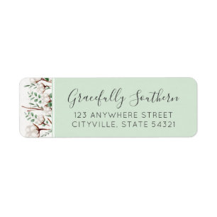 Rustic Southern Cotton Flowers Wood Return Address