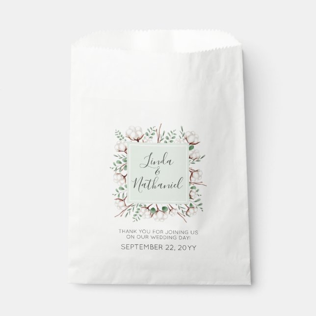 Rustic Southern Cotton & Wood Country Farm Wedding Favour Bags (Front)