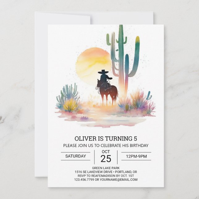  Rustic Southern Cowboy Birthday Invitation (Front)