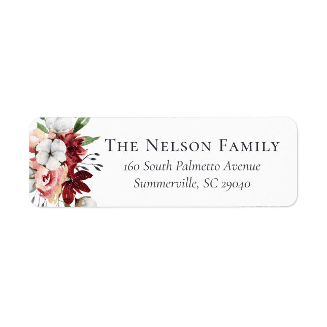 Rustic Southern Floral & Cotton Return Address (Front)