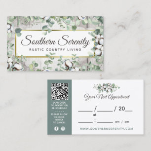 Rustic Southern Watercolor Cotton Appointment Business Card