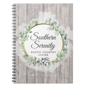 Rustic Southern Watercolor Cotton & Botanical Notebook