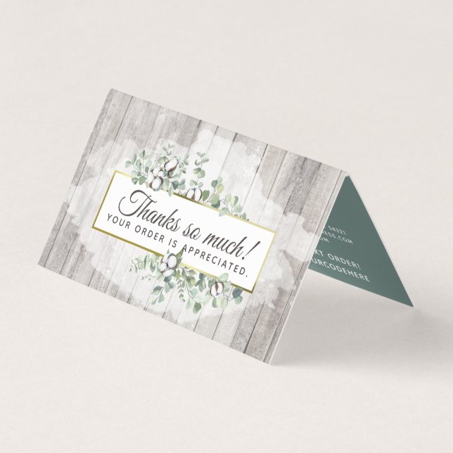 Rustic Southern Watercolor Cotton Thank You Card (Front)