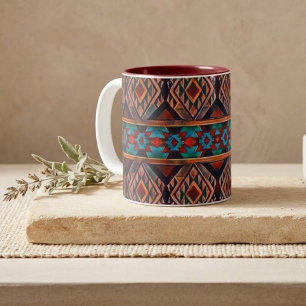 Rustic Southwest Pattern Two-Tone Coffee Mug
