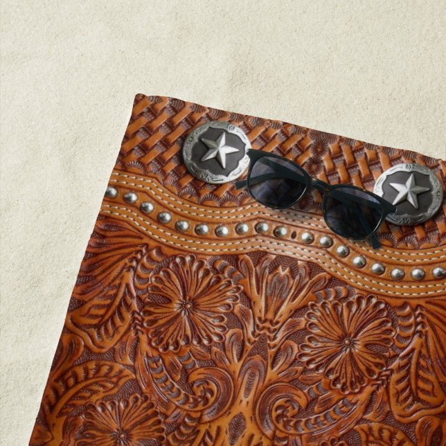 Rustic Southwest  Western Country Pattern Cowgirl Beach Towel (In Situ)