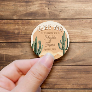 Rustic Southwestern Desert Cactus Thank You Favour Classic Round Sticker