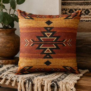 Rustic Southwestern Geometric Arrow Aztec Cushion