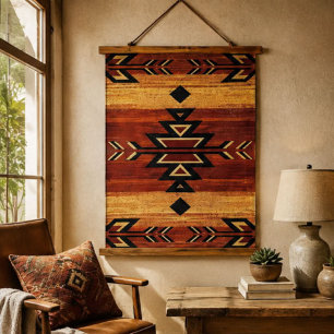 Rustic Southwestern Geometric Arrow Aztec Hanging Tapestry