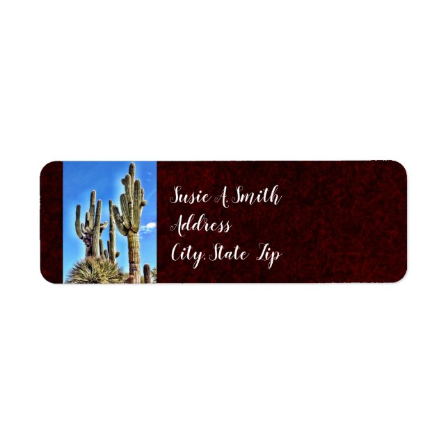 Rustic Southwestern Saguaro Cactus Return Address (Front)