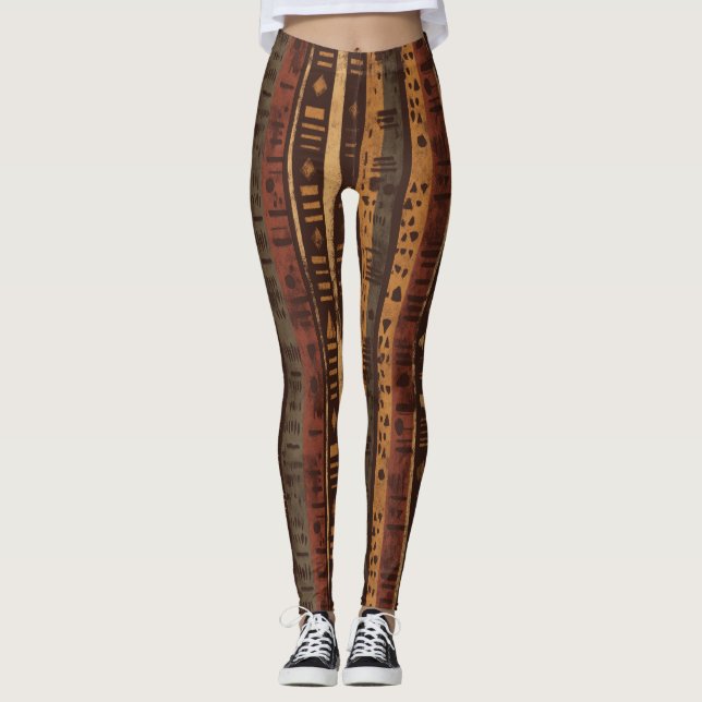 Rustic Southwestern Stripe Pattern (5) Leggings (Front)