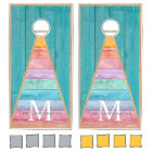 Rustic Southwestern Stripe Teal Blue Wood