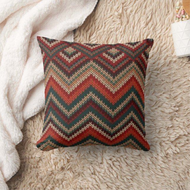 Rustic Southwestern Zigzag Throw Pillow (Blanket)