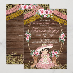 Rustic Spanish Pink Boot Charra Tres Anos Invitation