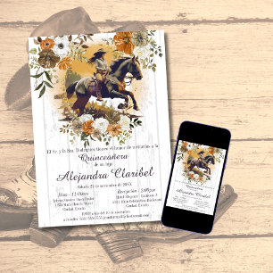 Rustic Spanish Quinceañera Mis Quince Cowgirl Invitation