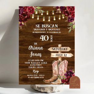 Rustic spanish se buscan adult woman birthday invitation