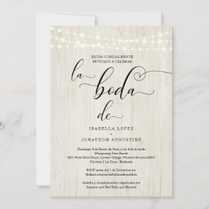 Rustic Spanish Wedding All in One w- RSVP Registry Invitation