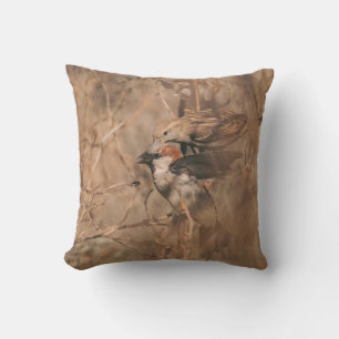 Rustic Sparrow Birds Woodland Wildlife Photography Cushion