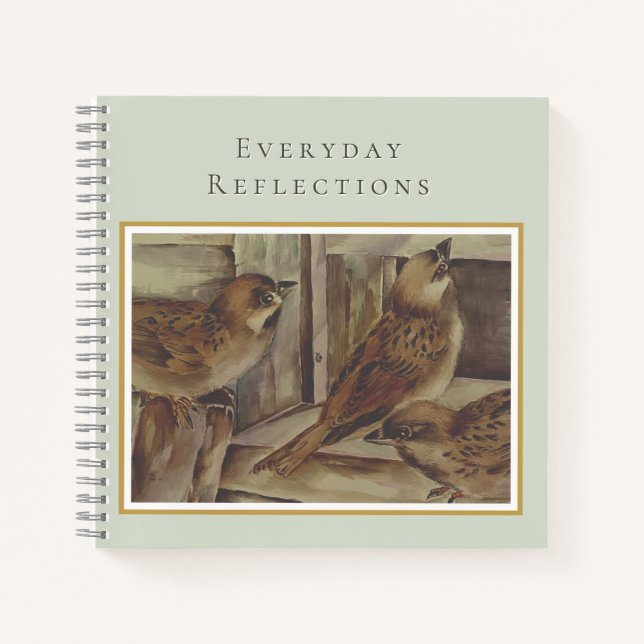 Rustic Sparrow Notepad - Nature Inspired Everyday  Notebook (Front)