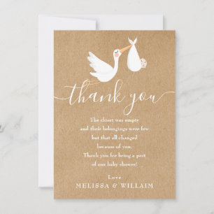 Rustic Special Delivery Baby Shower Thank You