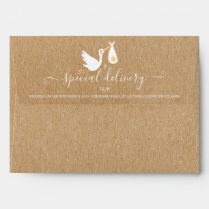 Rustic Special Delivery Stork Baby Shower Sprinkle Envelope