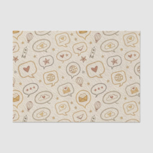 Rustic Speech Bubbles & Hearts Seamless Pattern Tissue Paper