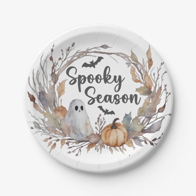 Rustic Spooky Season Paper Plate (Front)