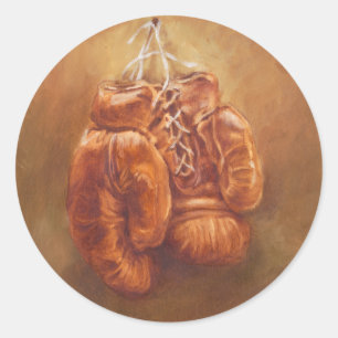 Rustic Sports   Boxing Glove Classic Round Sticker