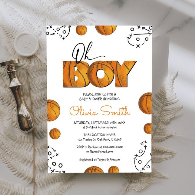 Rustic Sports Boy Basketball Baby Shower Invitation (Creator Uploaded)