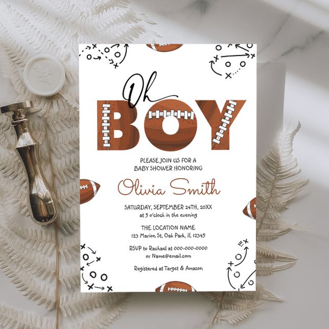 Rustic Sports Boy Football Baby Shower Invitation (Creator Uploaded)