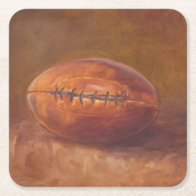 Rustic Sports | Football Square Paper Coaster (Front)
