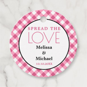 Rustic Spread The Love Pink Gingham Wedding Favour Tags