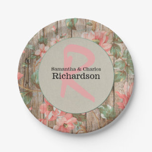 Rustic Spring Blooms Wedding Paper Plate