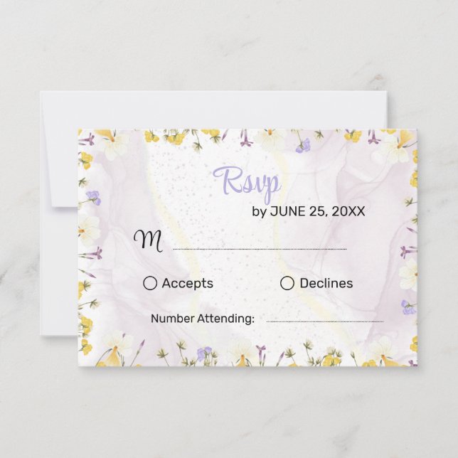 Rustic Spring Floral Elegant wedding RSVP card (Front)