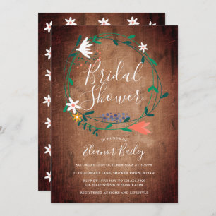 Rustic Spring Floral Garland Bridal Shower Invitation