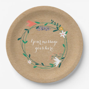Rustic Spring Floral Garland Paper Plate