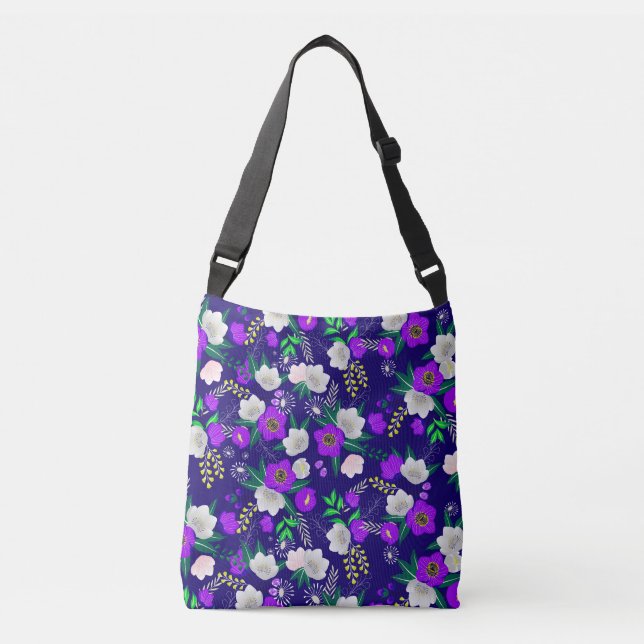 Rustic Spring Pansy Flowers Bouquet Crossbody Bag (Front)