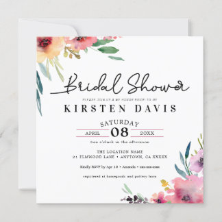 Rustic Spring Watercolor Floral Bridal Shower Invitation