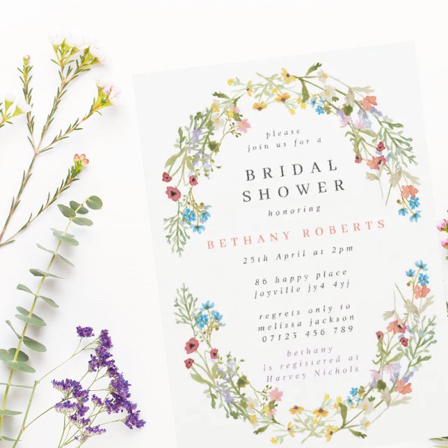 Rustic Spring Wild Flowers Bridal Shower Invitation (Creator Uploaded)