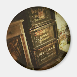 Rustic Stacked Wooden Boxes Crates Faded Magnet