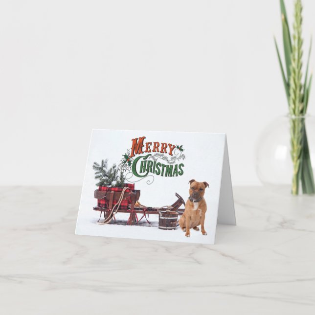 Rustic Staffie Christmas Card (Front)