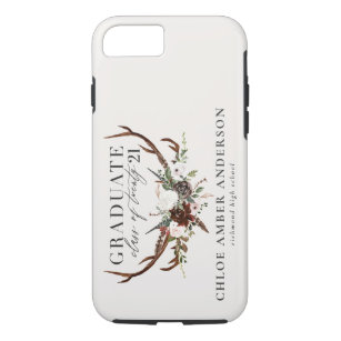 Rustic stag and floral graduate Case-Mate iPhone case