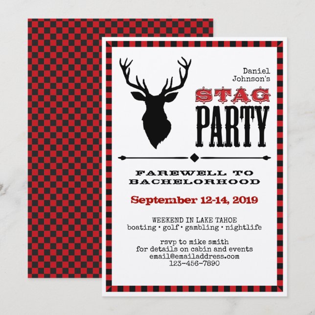 Rustic Stag Bachelor Party Invitation (Front/Back)