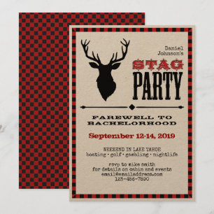 Rustic Stag Bachelor Party Invitation