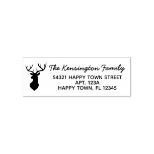 Rustic Stag Deer Head Silhouette Address Self-inking Stamp