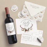 Rustic stag floral gender reveal baby shower tapes classic round sticker<br><div class="desc">Rustic stag antlers watercolor floral gender reveal baby shower party design. With beautiful watercolor illustration and script hand writing. This modern design is sure to set the style for your upcoming party.</div>