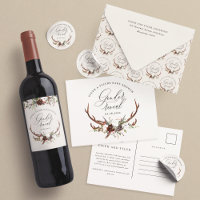 Rustic stag floral gender reveal baby shower