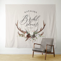 Rustic stag watercolor floral bridal shower banner
