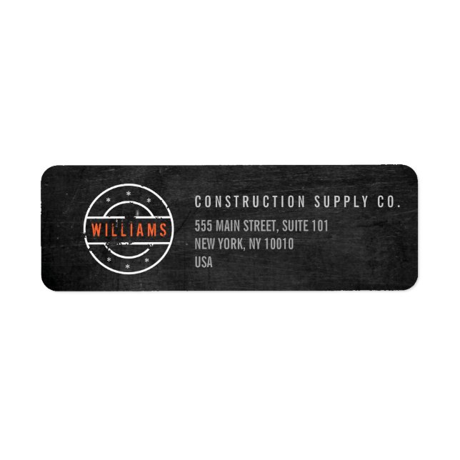 Rustic Stamped Logo on Black Wood Construction (Front)